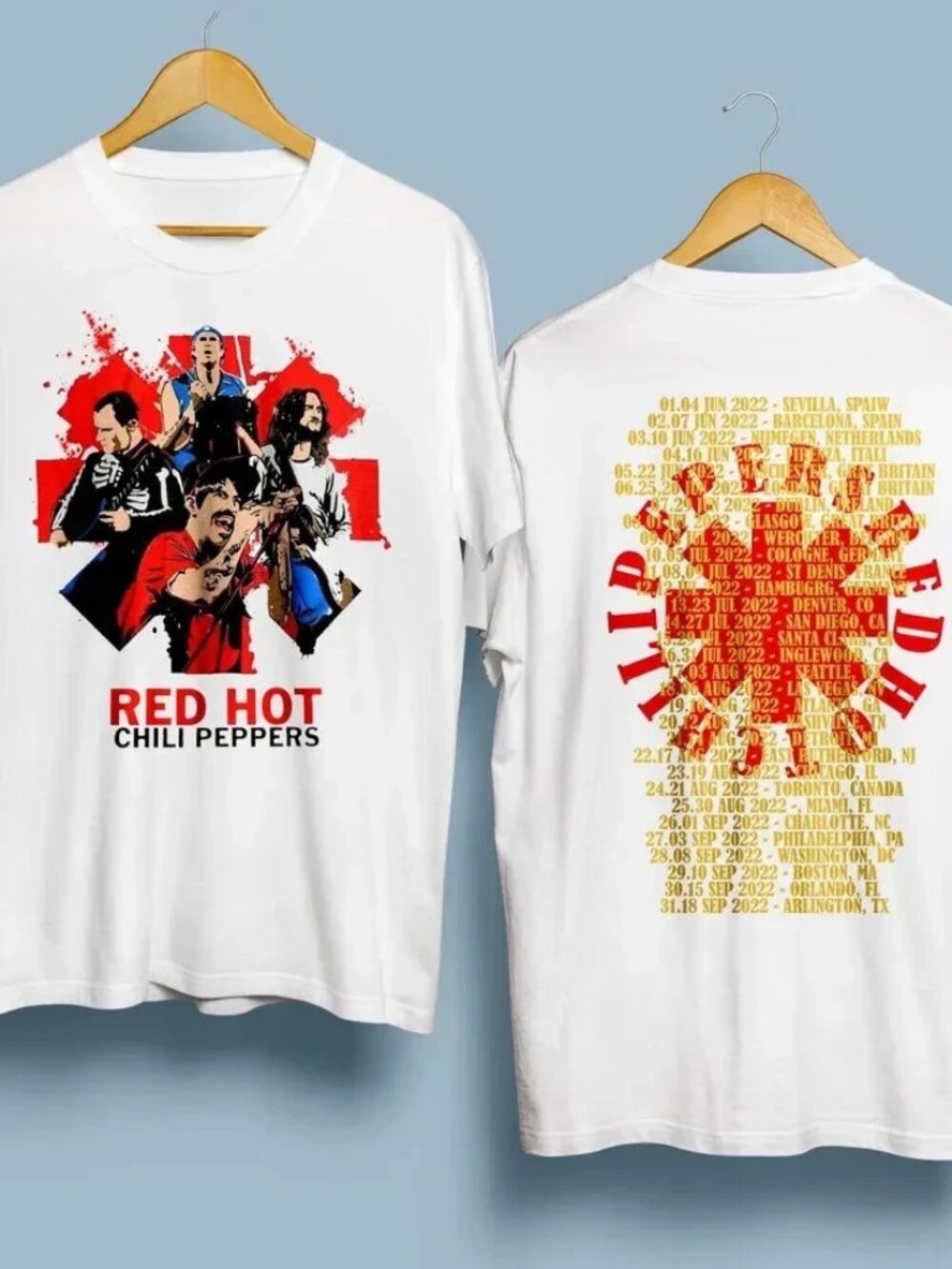 Red Hot Chili Peppers Tour Tee, Red Vintage Hot Chili T-Shirt